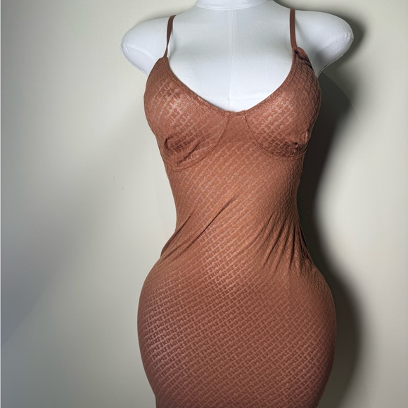 SKIMS Other - SKIMS Brown Textured Slip Dress